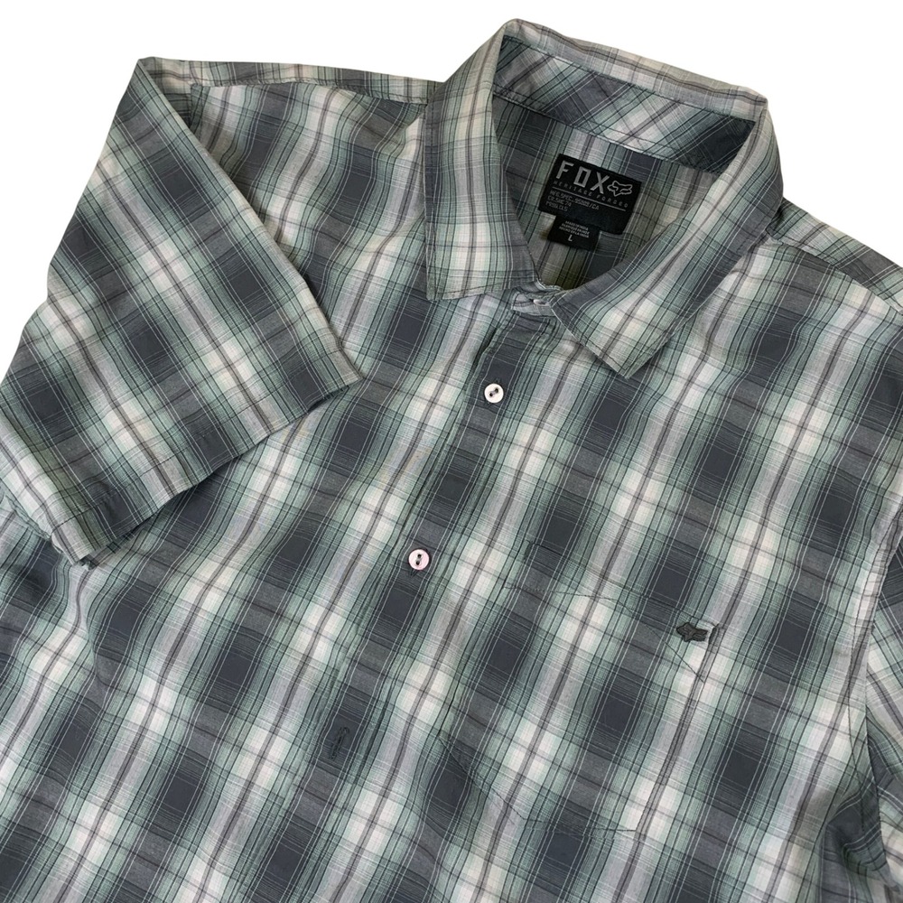 Fox Racing Heritage Forged Mens Plaid Short Sleeve Button Down Shirt Green Large